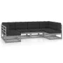 Set de muebles de jardín 6 pzas con cojines madera pino gris de vidaXL, Conjuntos de jardín - Ref: Foro24-3077176, Precio: 56...