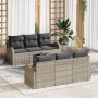 Conjunto de sofá de jardín 7 pcs Gris claro 55 x 55 x 37 cm