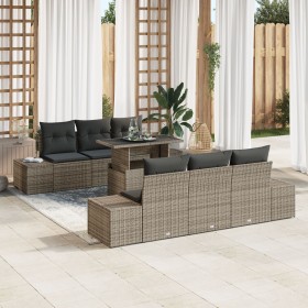 Conjunto de Sofás de Jardín de 7 Piezas con Cojines Gris Ratán Poliéster de , Sofás de exterior - Ref: Foro24-3349105, Precio...