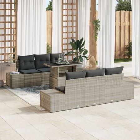 Juego de Sofá de Jardín de 7 Piezas con Cojines de Ratán Sintético Gris Claro by , Outdoor sofas - Ref: Foro24-3349108, Price...