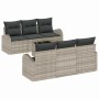 Conjunto de sofá de jardín 7 pcs Gris claro 55 x 55 x 37 cm