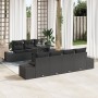 Conjunto de Sofá de Jardín de 8 Piezas con Cojines Negro Ratán Poliéster by , Outdoor sofas - Ref: Foro24-3349129, Price: 616...