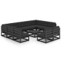 12-teiliges Gartenmöbel-Set mit Kissen aus schwarzem Kiefernholz von vidaXL, Gartensets - Ref: Foro24-3077233, Preis: 1,00 €,...