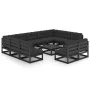 Set de muebles de jardín 12 pzas con cojines madera pino negro de vidaXL, Conjuntos de jardín - Ref: Foro24-3077233, Precio: ...