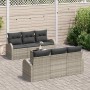 Conjunto de sofá de jardín 7 pcs Gris claro 55 x 55 x 37 cm