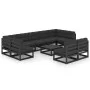 10-teiliges Gartenmöbel-Set mit Kissen aus schwarzem Kiefernholz von vidaXL, Gartensets - Ref: Foro24-3077223, Preis: 1,00 €,...