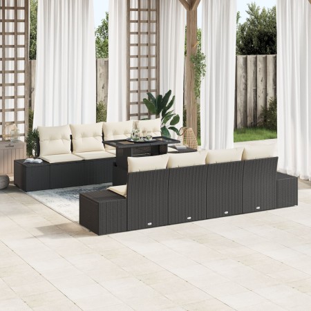 Conjunto de Sofás de Jardín de 9 Piezas con Cojines en Negro de Ratán Polipropileno von , Outdoor-Sofas - Ref: Foro24-3349143...
