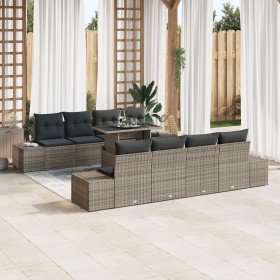Conjunto de Sofá de Jardín de 9 Piezas con Cojines Gris Ratán Poliy by , Outdoor sofas - Ref: Foro24-3349145, Price: 677,61 €...