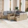 Conjunto de Sofá de Jardín de 9 Piezas con Cojines Beige Poliratán von , Outdoor-Sofas - Ref: Foro24-3349156, Preis: 624,51 €...