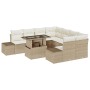 Conjunto de Sofá de Jardín de 9 Piezas con Cojines Beige de Ratán Poliéster von , Outdoor-Sofas - Ref: Foro24-3349157, Preis:...