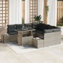 Juego de Sofá de Jardín de 9 Piezas con Cojines de Ratán de Polímero Gris Claro von , Outdoor-Sofas - Ref: Foro24-3349158, Pr...