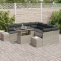 Juego de Sofá de Jardín de 9 Piezas con Cojines de Ratán de Polímero Gris Claro von , Outdoor-Sofas - Ref: Foro24-3349158, Pr...