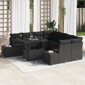Juego de Sofás de Jardín de 9 Piezas con Cojines Negro Ratán Poliéster von , Outdoor-Sofas - Ref: Foro24-3349159, Preis: 644,...