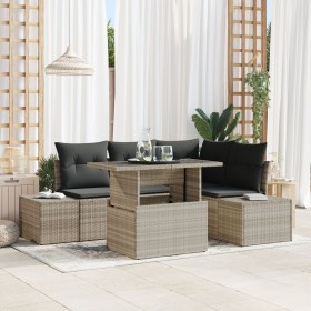 Conjunto de 5 piezas de sofá de jardín con cojines gris claro de poliratán by , Outdoor sofas - Ref: Foro24-3349178, Price: 4...