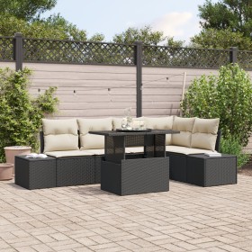 Juego de Sofá de Jardín de 6 Piezas con Cojines en Negro de Ratán Poliéster by , Outdoor sofas - Ref: Foro24-3349183, Price: ...