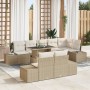 Juego de Sofás de Jardín Conjunto de 9 Beige Ratán, Poliéster by , Outdoor sofas - Ref: Foro24-3349207, Price: 724,12 €, Disc...