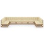 Set de muebles de jardín 10 pzs cojines madera pino marrón miel de vidaXL, Conjuntos de jardín - Ref: Foro24-3077207, Precio:...