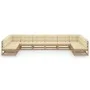 Set de muebles de jardín 10 pzs cojines madera pino marrón miel de vidaXL, Conjuntos de jardín - Ref: Foro24-3077207, Precio:...