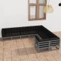 9-teiliges Gartenmöbel-Set mit Kissen aus grauem Kiefernholz von vidaXL, Gartensets - Ref: Foro24-3077036, Preis: 877,36 €, R...