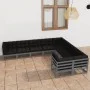 Set de muebles de jardín 9 pzas con cojines madera pino gris de vidaXL, Conjuntos de jardín - Ref: Foro24-3077036, Precio: 86...