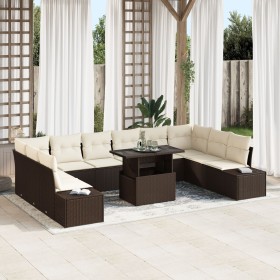 Conjunto de Sofá de Jardín 11 Piezas Marrón y Crema by , Outdoor sofas - Ref: Foro24-3349254, Price: 806,53 €, Discount: %