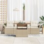 Juego de Sofá de Jardín de 5 Piezas con Cojines Beige Ratán Polivalente Acacia by , Outdoor sofas - Ref: Foro24-3349266, Pric...