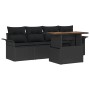 Juego de Sofá de Jardín de 5 Piezas con Cojines Negro Poliratán Acacia von , Outdoor-Sofas - Ref: Foro24-3349267, Preis: 352,...