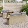Conjunto de Sofás de Jardín de 6 Piezas con Cojines Beige Poliratán Acacia by , Outdoor sofas - Ref: Foro24-3349272, Price: 4...