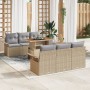 Conjunto de 7 Piezas de Sofá de Jardín con Cojines Beige Ratán Poliéster Acacia by , Outdoor sofas - Ref: Foro24-3349279, Pri...