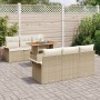 Conjunto de Sofá de Jardín de 7 Piezas con Cojines Beige Ratán Poliéster Acacia von , Outdoor-Sofas - Ref: Foro24-3349280, Pr...