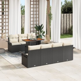 Juego de Sofás de Jardín de 8 Piezas con Cojines Ratán Poliéster Negro Acacia von , Outdoor-Sofas - Ref: Foro24-3349291, Prei...