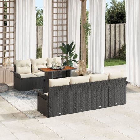 Juego de Sofás de Jardín de 8 Piezas con Cojines Ratán Poliéster Negro Acacia von , Outdoor-Sofas - Ref: Foro24-3349291, Prei...
