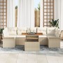 Juego de Sofá de Jardín de 8 Piezas con Cojines Beige Ratán Poli Acacia von , Outdoor-Sofas - Ref: Foro24-3349301, Preis: 610...