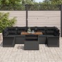 Set de Sofá de Jardín de 8 Piezas con Cojines Negro Poliratán Acacia von , Outdoor-Sofas - Ref: Foro24-3349302, Preis: 587,48...
