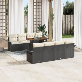 Juego de Sofás de Jardín de 9 Piezas con Cojines Negro Poliratán Acacia by , Outdoor sofas - Ref: Foro24-3349305, Price: 599,...