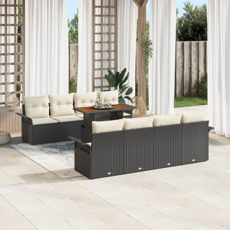 Juego de Sofás de Jardín de 9 Piezas con Cojines Negro Poliratán Acacia von , Outdoor-Sofas - Ref: Foro24-3349305, Preis: 611...