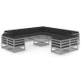 Set de muebles de jardín 14 pzas con cojines madera pino gris de vidaXL, Conjuntos de jardín - Ref: Foro24-3077021, Precio: 1...