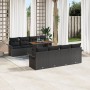 Set de 9 Piezas de Sofá de Jardín con Cojines Negro de Ratán Poliéster Acacia von , Outdoor-Sofas - Ref: Foro24-3349309, Prei...