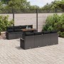Set de 9 Piezas de Sofá de Jardín con Cojines Negro de Ratán Poliéster Acacia von , Outdoor-Sofas - Ref: Foro24-3349309, Prei...