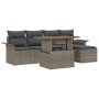 Set de Comedor de Jardín de 6 Piezas con Cojines Gris Poliratán Acacia de de , Sofás de exterior - Ref: Foro24-3349320, Preci...