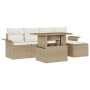 Conjunto de Comedor de Jardín de 6 Piezas con Cojines Beige Ratán Poliéster Acacia von , Outdoor-Sofas - Ref: Foro24-3349322,...