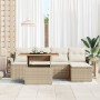 Conjunto de Comedor de Jardín de 6 Piezas con Cojines Beige Ratán Poliéster Acacia von , Outdoor-Sofas - Ref: Foro24-3349322,...