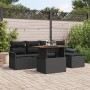 Juego de Comedor de Jardín de 6 Piezas con Cojines Negros de Poliratán von , Outdoor-Sofas - Ref: Foro24-3349323, Preis: 394,...