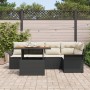 Conjunto de Comedor de Jardín de 6 Piezas con Cojines Negro Ratán Polimérico Acacia von , Outdoor-Sofas - Ref: Foro24-3349333...