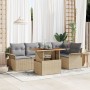 Conjunto de Comedor de Jardín de 6 Piezas con Cojines Beige Poliratán Acacia by , Outdoor sofas - Ref: Foro24-3349335, Price:...