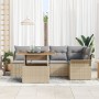 Conjunto de Comedor de Jardín de 6 Piezas con Cojines Beige Poliratán Acacia by , Outdoor sofas - Ref: Foro24-3349335, Price:...