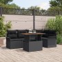 Conjunto de Comedor de Jardín de 6 Piezas con Cojines Negro de Poliratán Acacia by , Outdoor sofas - Ref: Foro24-3349337, Pri...