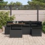 Conjunto de Comedor de Jardín de 6 Piezas con Cojines Negro de Poliratán Acacia by , Outdoor sofas - Ref: Foro24-3349337, Pri...
