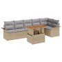 Set de Comedor de 7 Piezas para Jardín con Cojines Beige Ratán Sintético Acacia by , Outdoor sofas - Ref: Foro24-3349342, Pri...