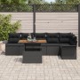 Conjunto de Comedor de Jardín de 7 Piezas con Cojines Negro Ratán Polietileno Acacia by , Outdoor sofas - Ref: Foro24-3349344...